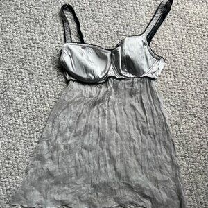 100% silk silver babydoll top